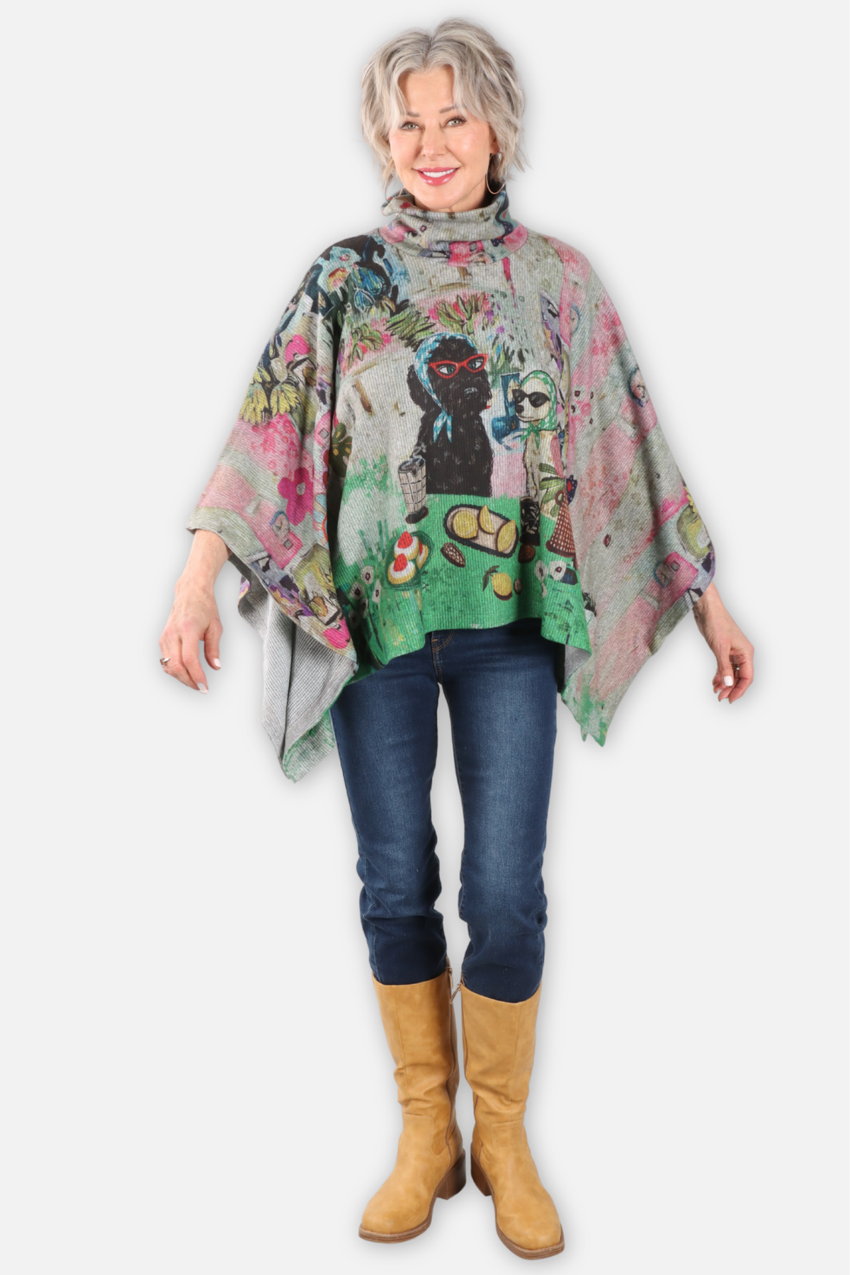 Turtleneck Poncho - Spill The Tea Dogs
