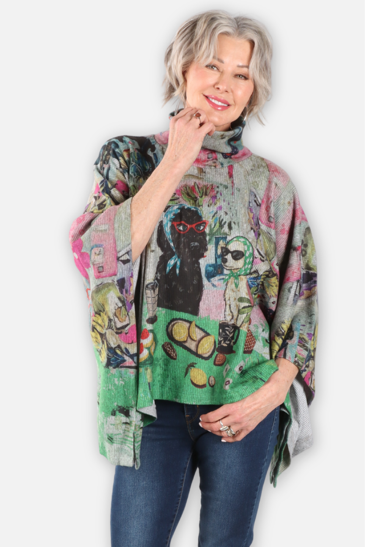 Turtleneck Poncho - Spill The Tea Dogs