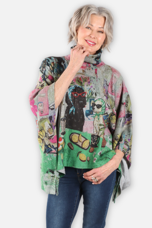 Turtleneck Poncho - Spill The Tea Dogs
