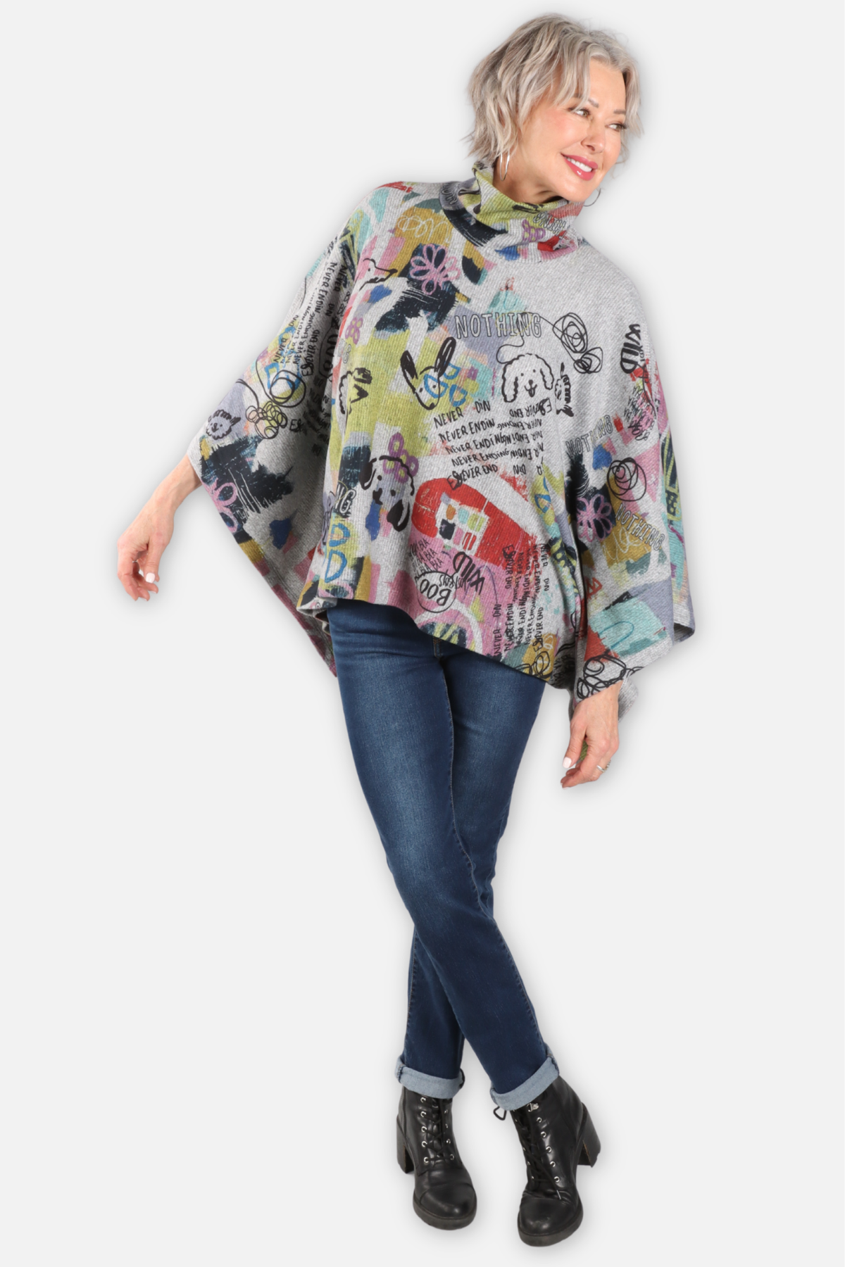 Turtleneck Poncho - Wild Pups
