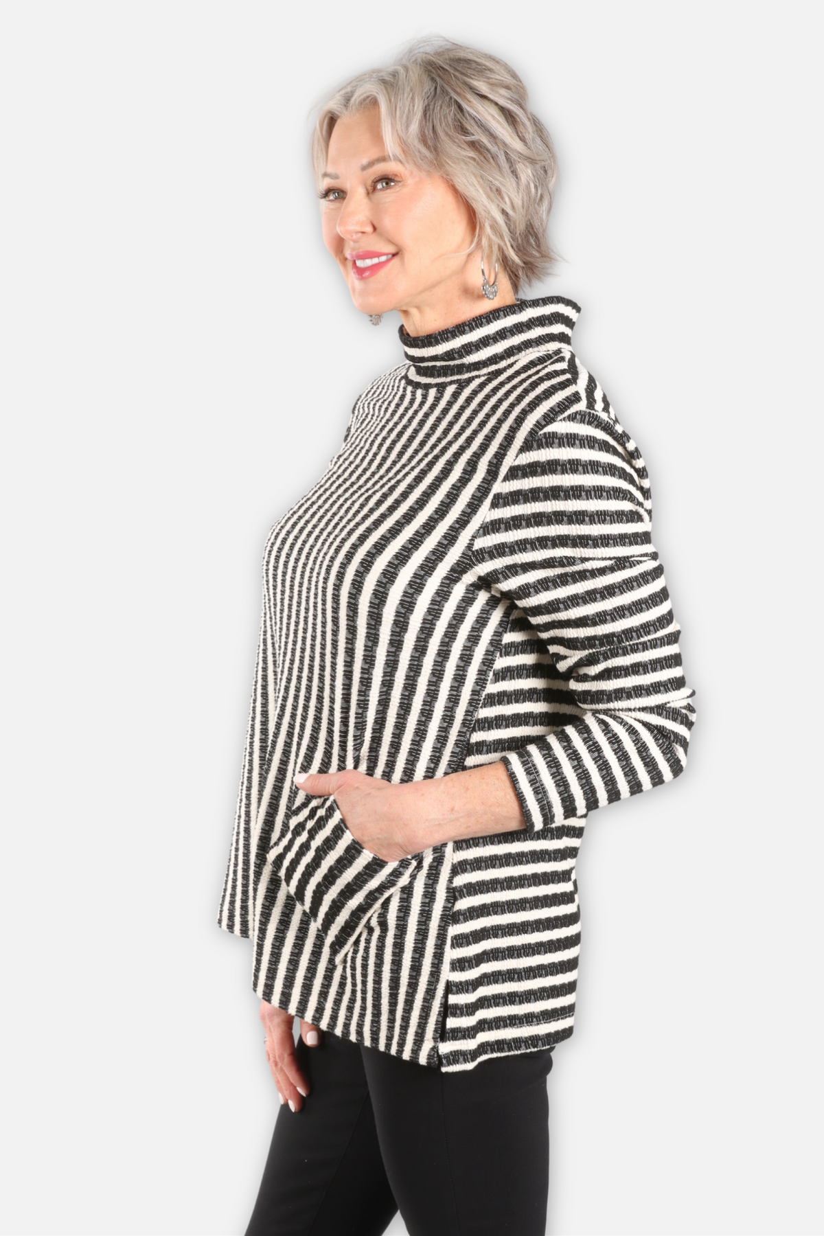 Mix Stripe Pocket Tunic - Cloud