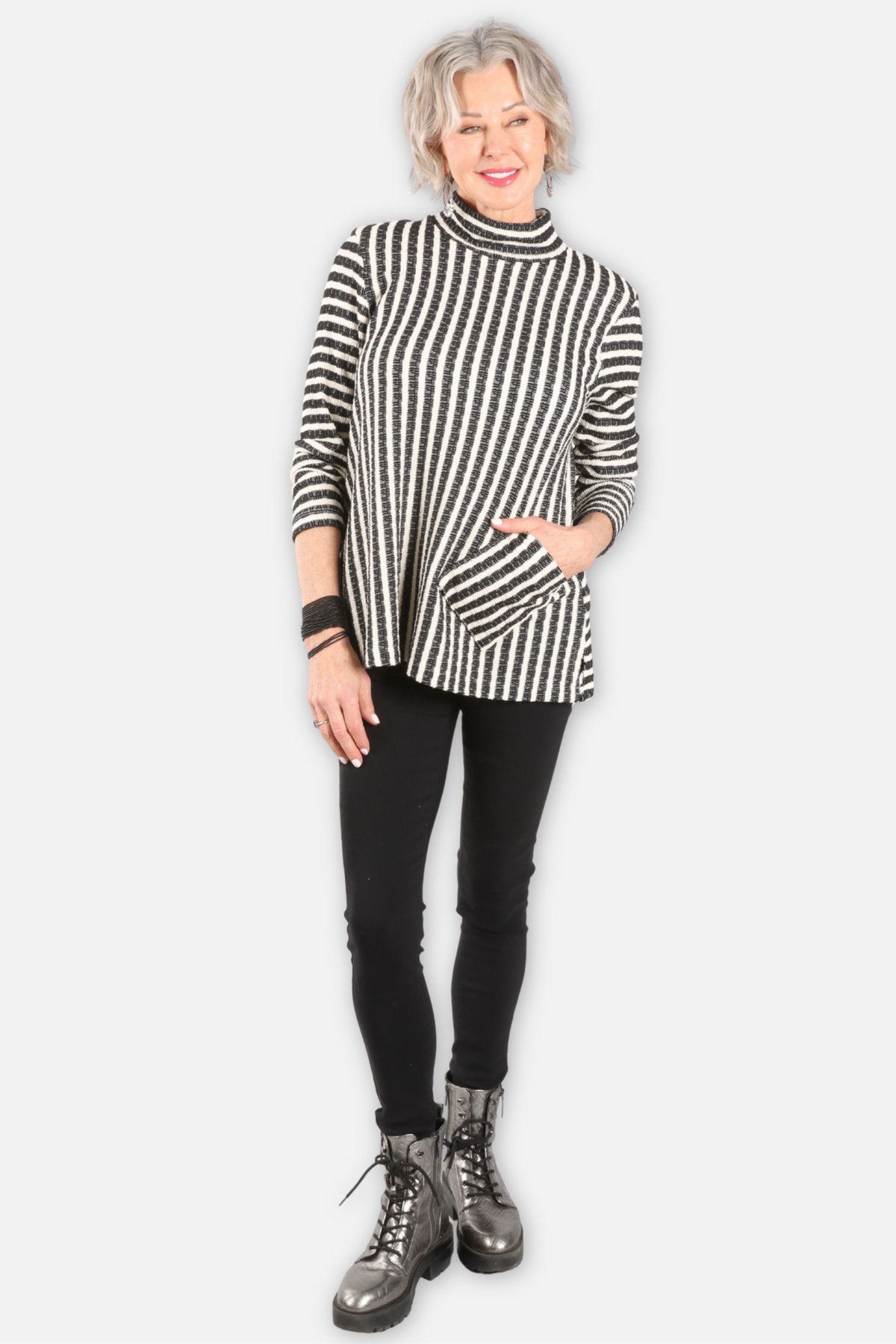 Mix Stripe Pocket Tunic - Cloud