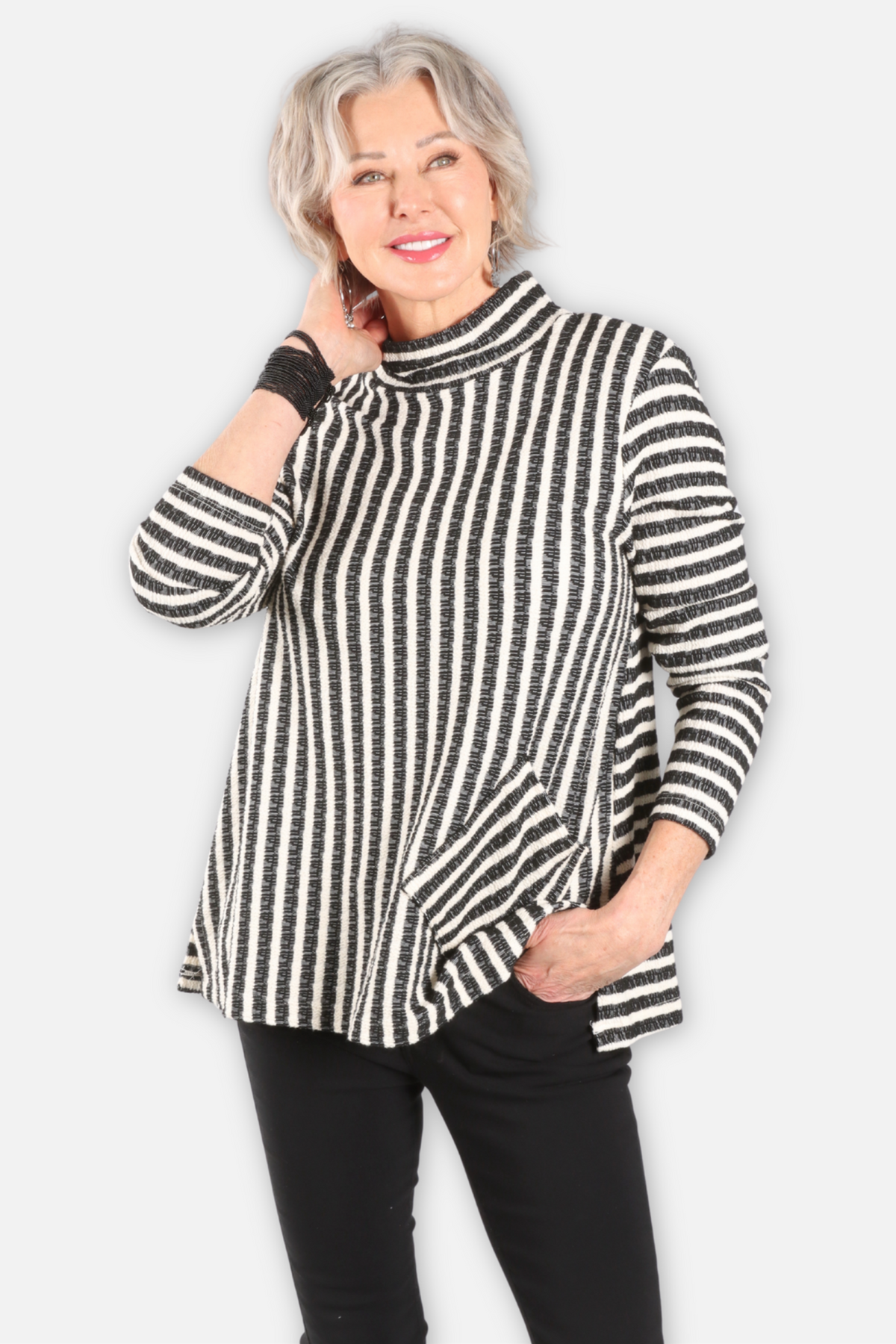 Mix Stripe Pocket Tunic - Cloud