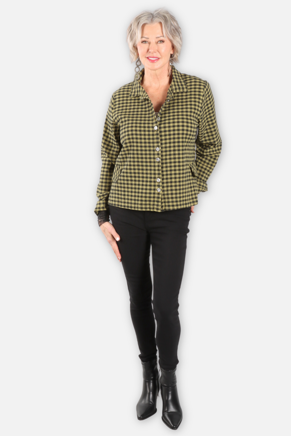 Textured Check Shirt - Avocado