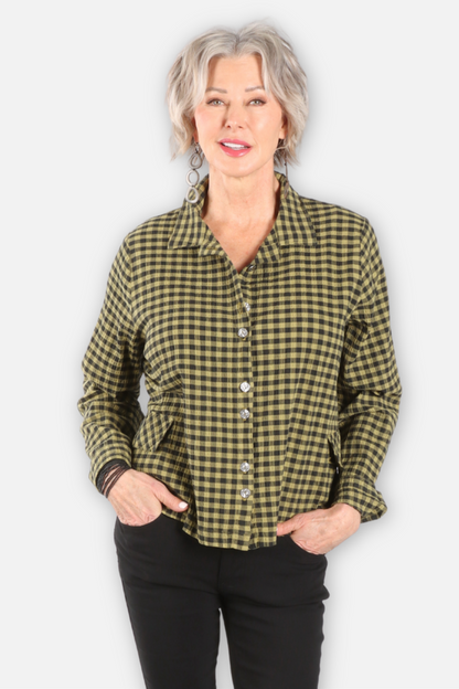 Textured Check Shirt - Avocado