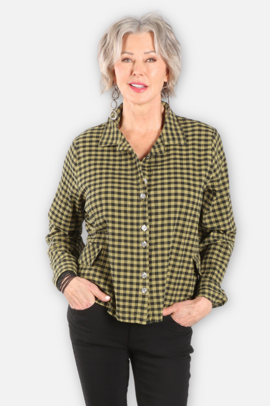 Textured Check Shirt - Avocado