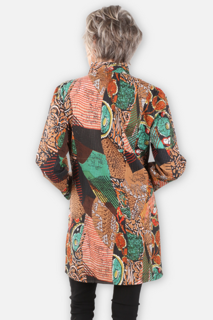Reversible Quilted Open Duster - Jungle