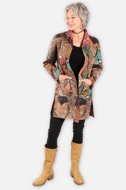 Reversible Quilted Open Duster - Jungle