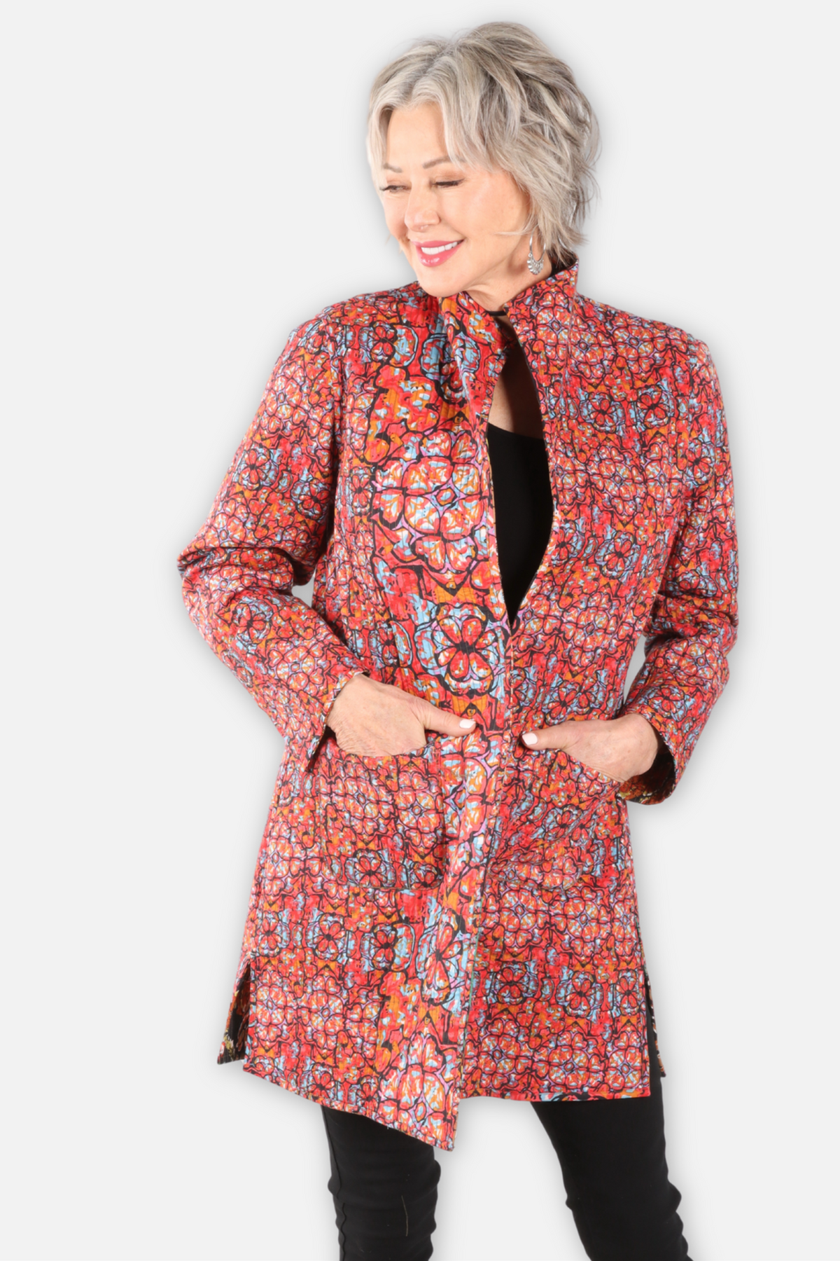 Reversible Quilted Open Duster - Jungle