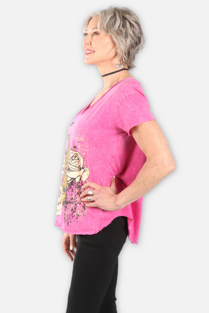 Tiger Rose Tee - Pink