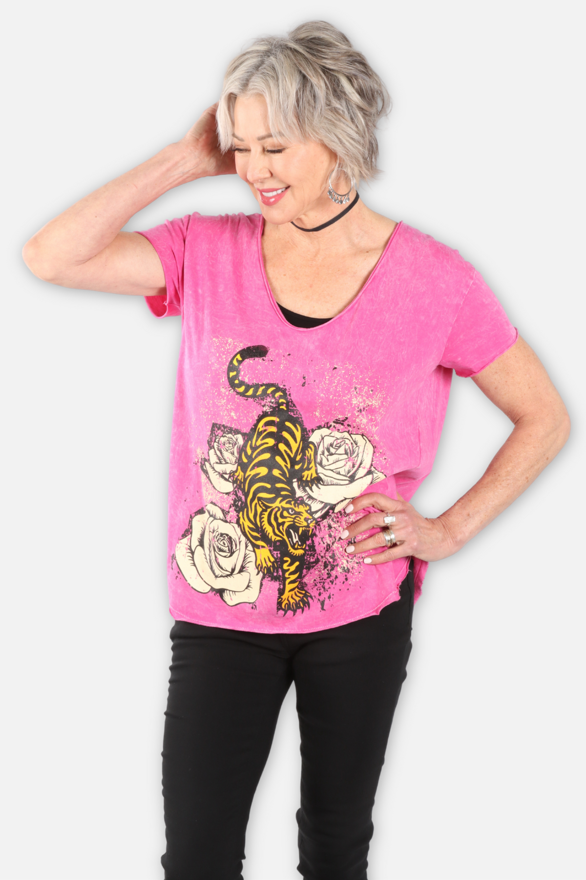 Tiger Rose Tee - Pink