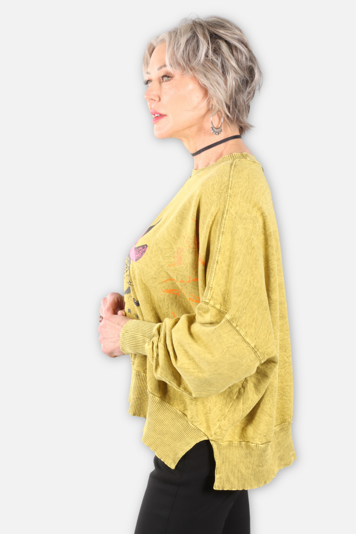 Cat's Meow Oversized Sweatshirt - Chartreuse