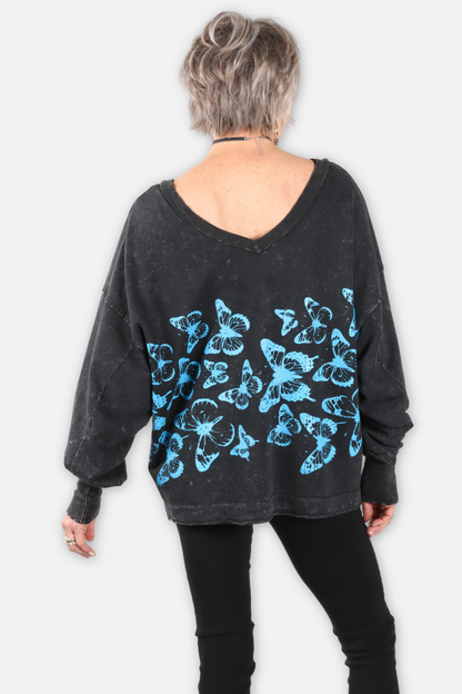 Frida Butterflies Sweatshirt - Black