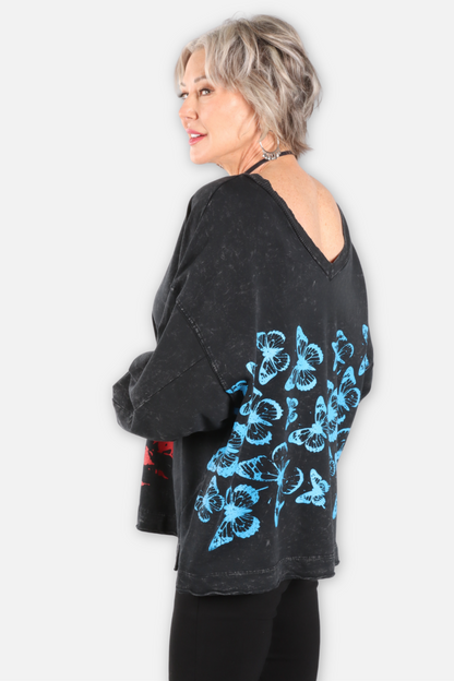 Frida Butterflies Sweatshirt - Black
