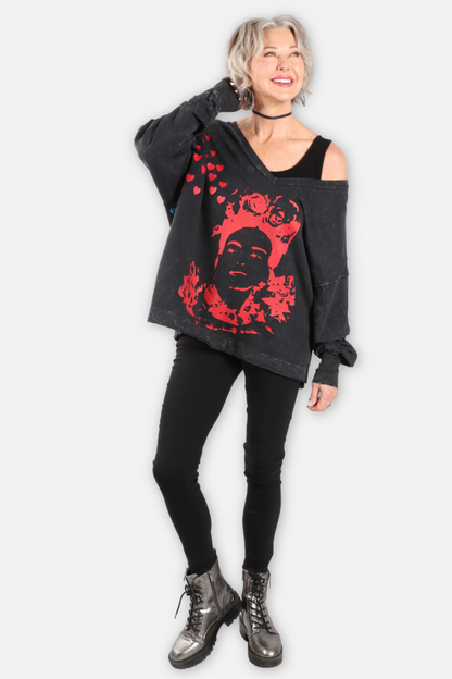 Frida Butterflies Sweatshirt - Black
