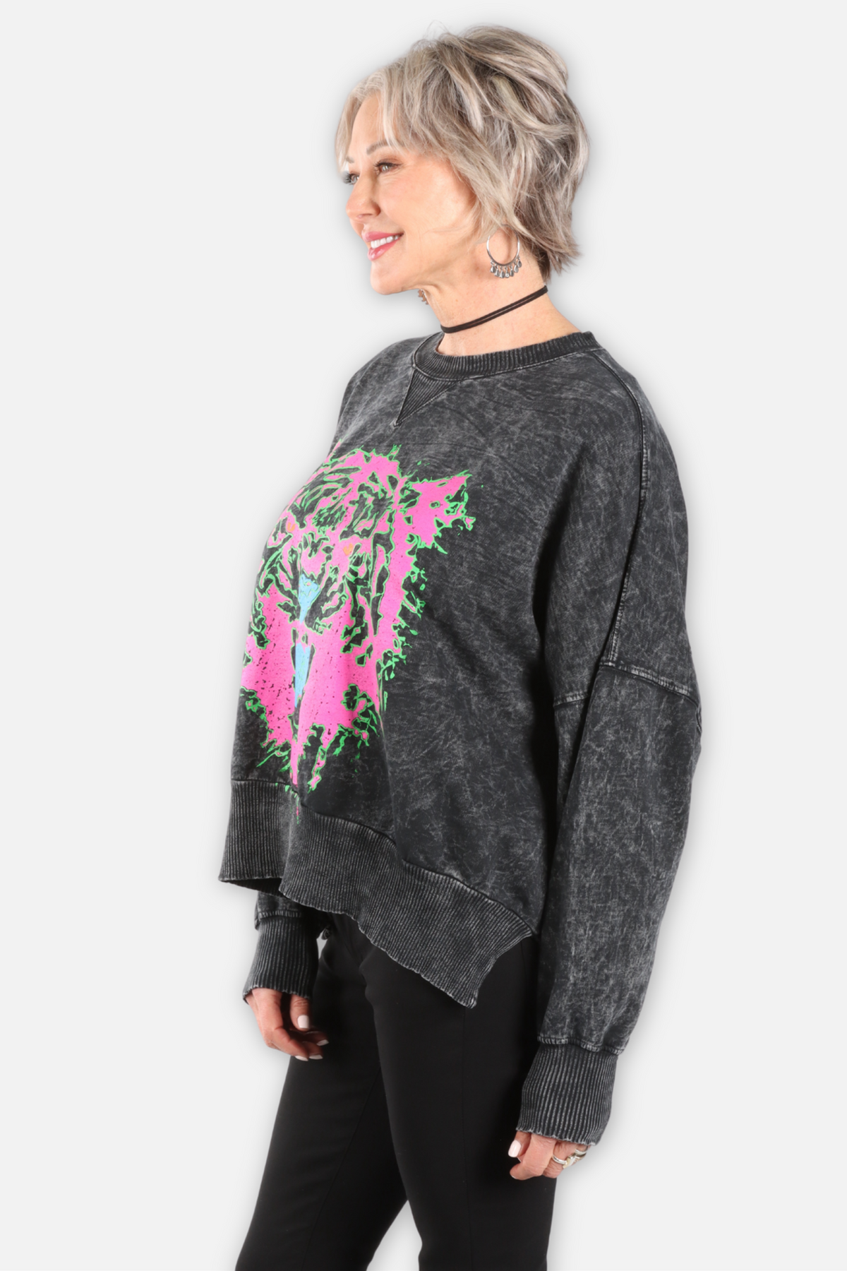 Tiger Face Oversized Sweatshirt - Black