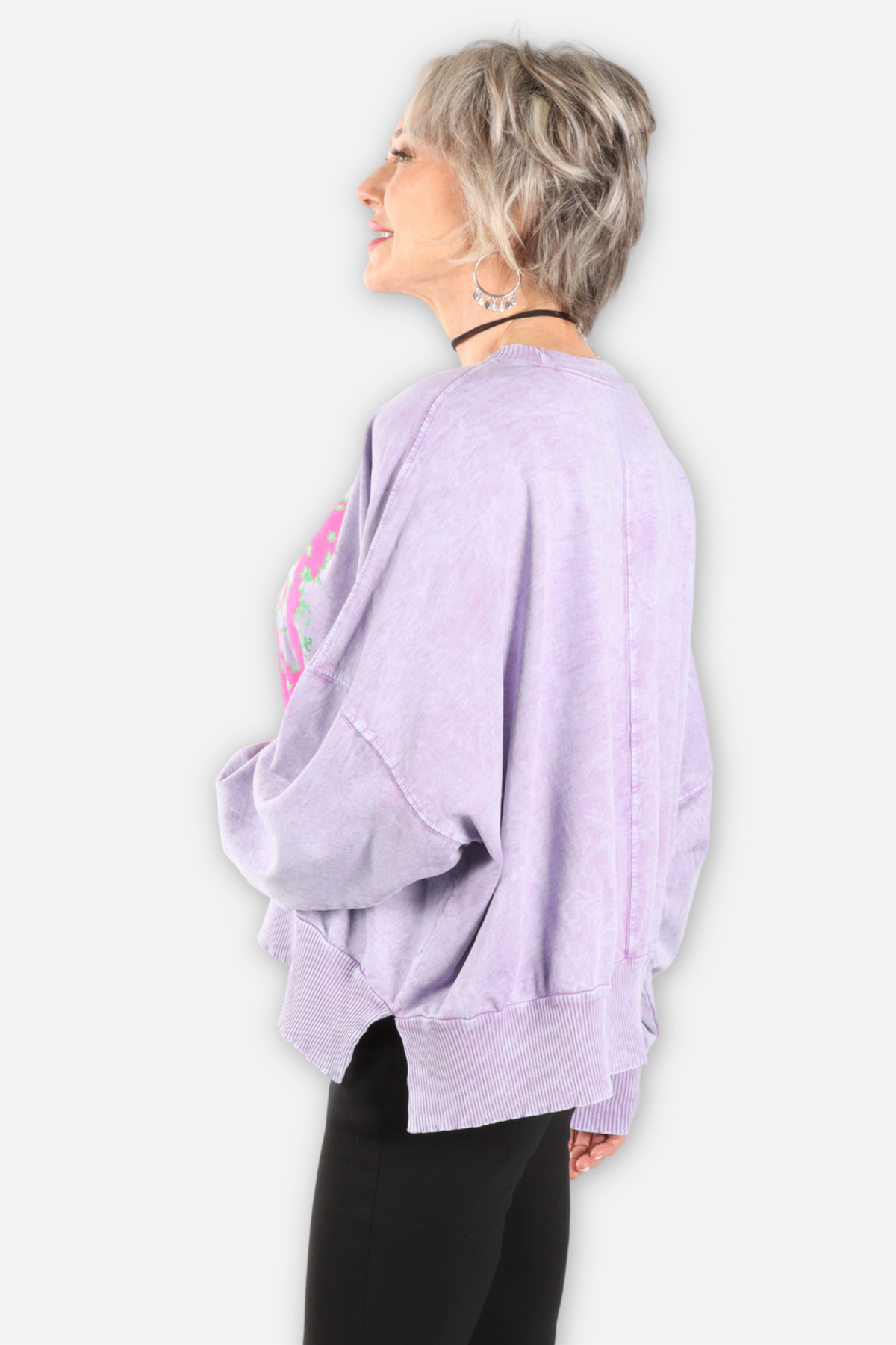 Tiger Face Oversized Sweatshirt - Lavender