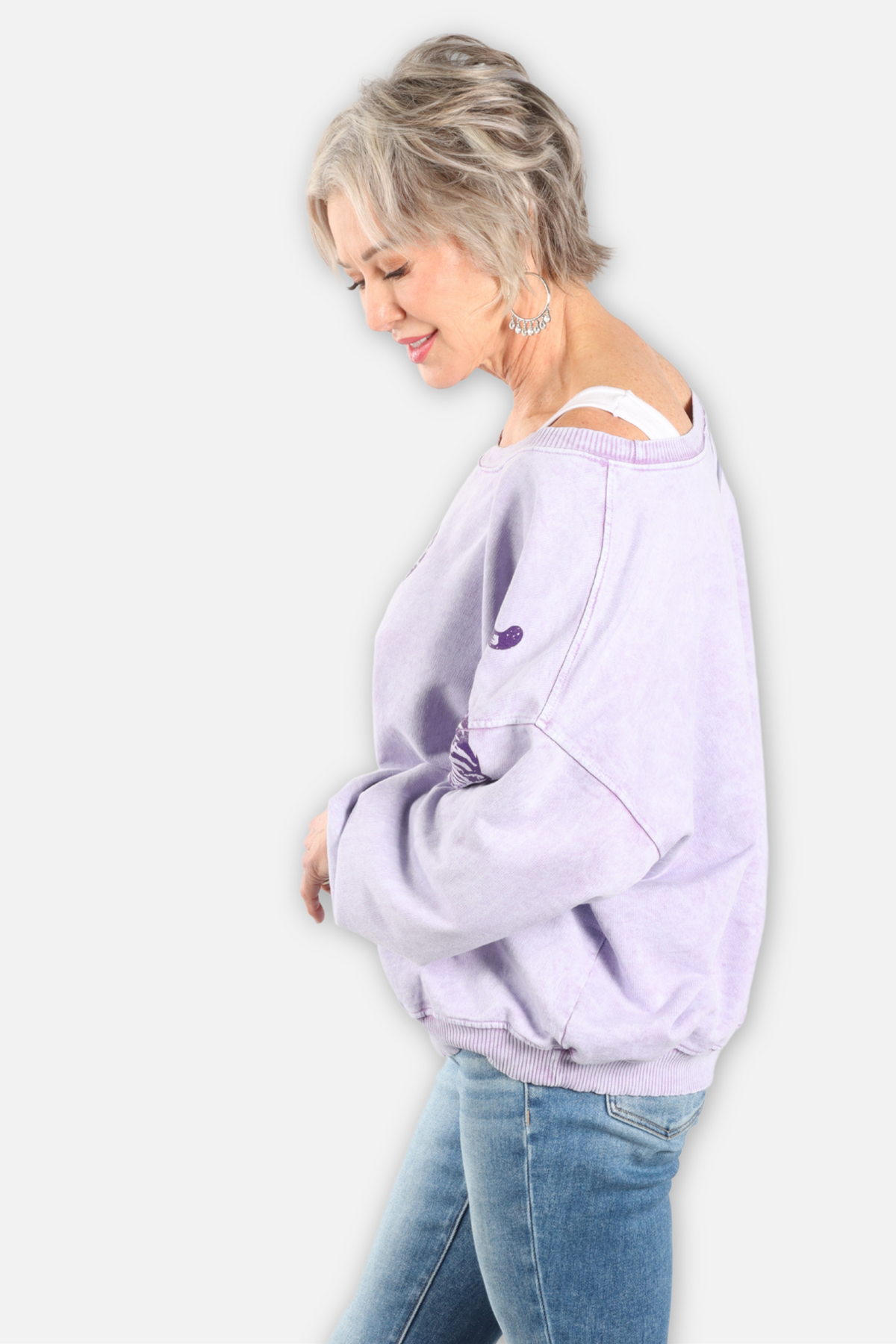 3 Tigers Wide Neck Sweatshirt - Lavender