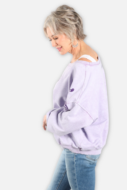 3 Tigers Wide Neck Sweatshirt - Lavender