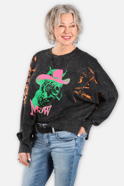 Cat's Meow Oversized Sweatshirt - Black