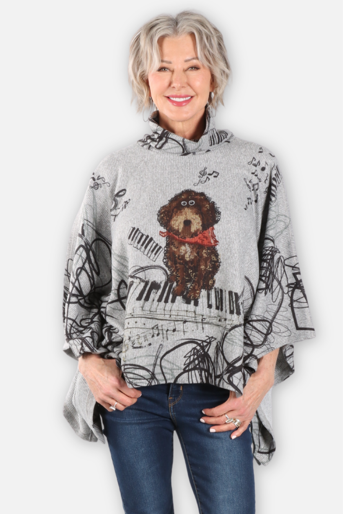 Turtleneck Poncho - Elton Piano Dog