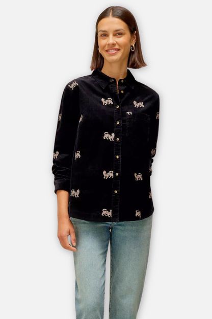 Libby Embroidered Corduroy Shirt - Black Multi