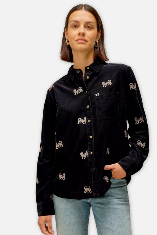 Libby Embroidered Corduroy Shirt - Black Multi