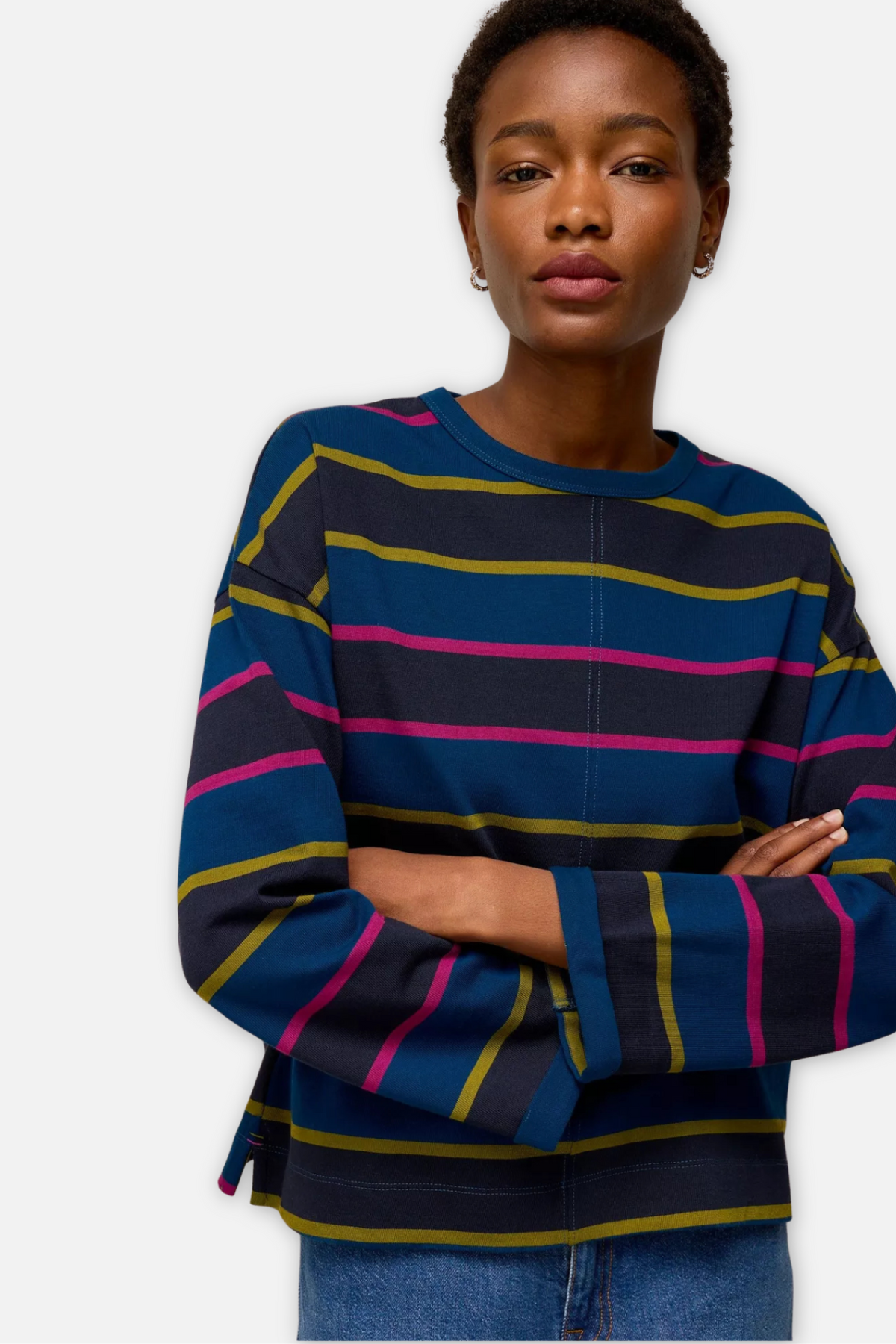 Kim Midweight Long Sleeve Tee - Navy Multi