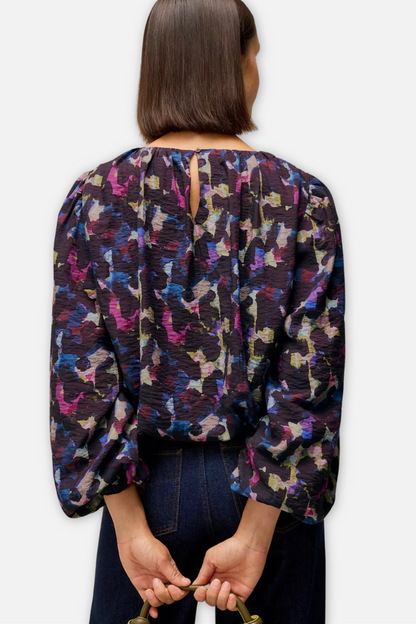 Lyra Bubble Hem Top - Pink Multi