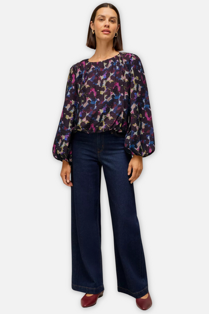 Lyra Bubble Hem Top - Pink Multi