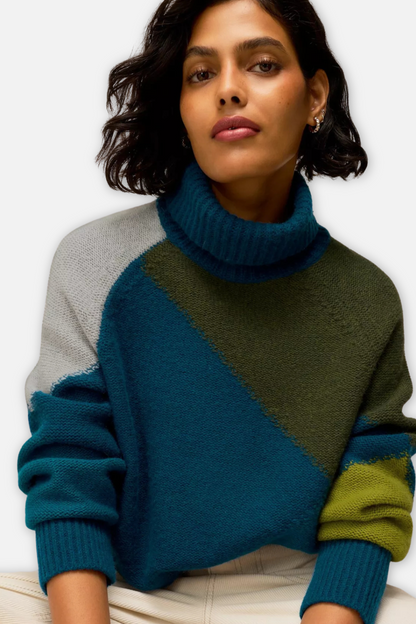 Mary Argyle Sweater - Navy Teal Multi