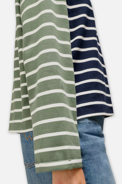 Kim Stripe Contrast Tee - Navy Multi
