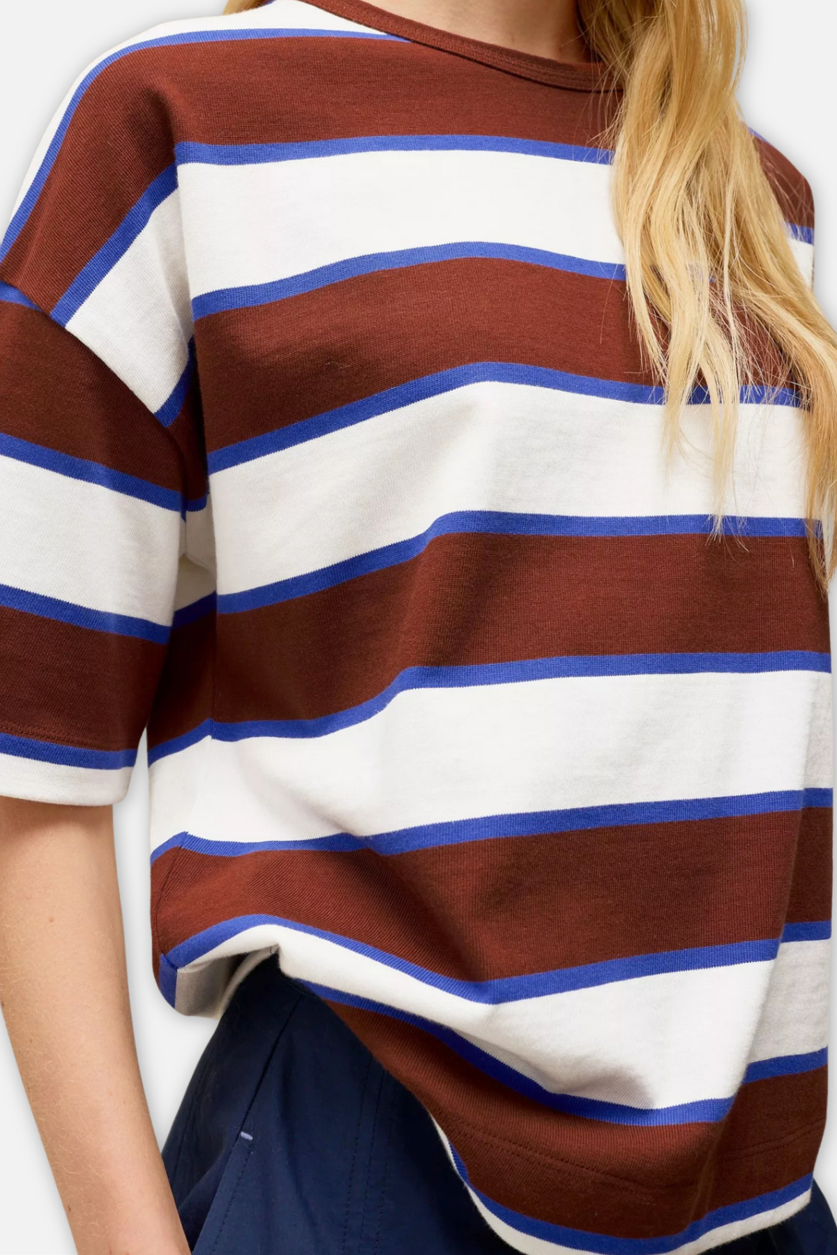 Kat Stripe Midweight Tee - Brown Multi