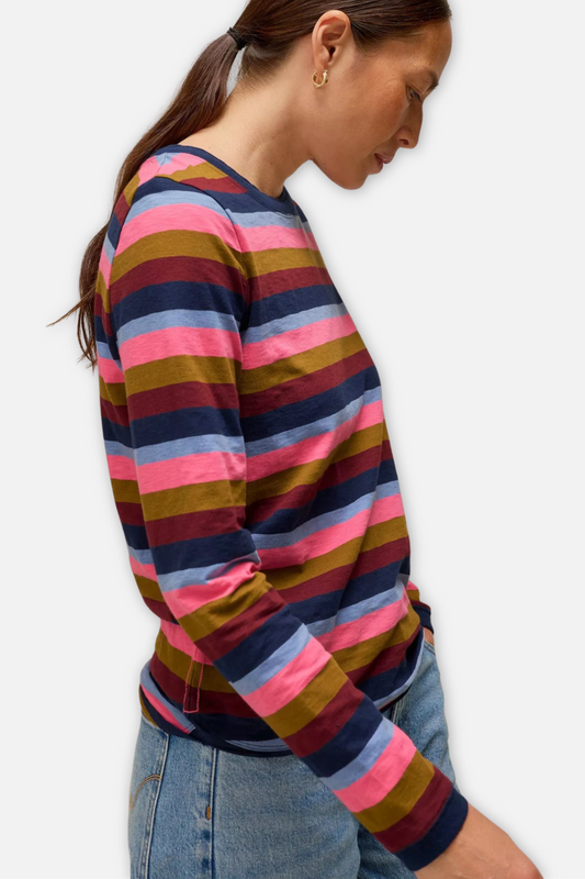 Clara Stripe Tee - Pink Multi