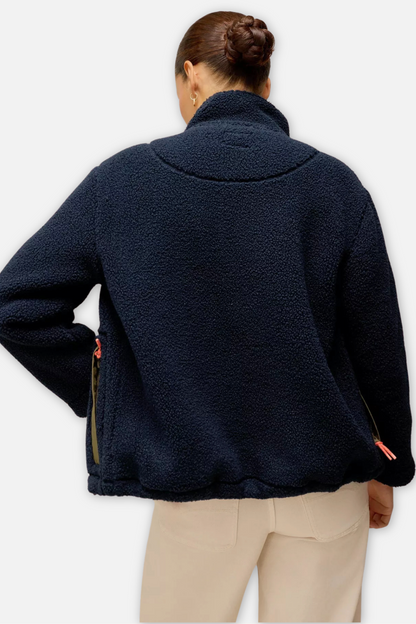 Borg Sherpa Zip Jacket - Navy Multi