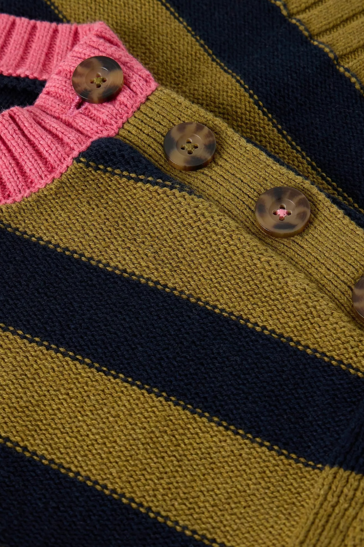 Bea Button Shoulder Stripe Sweater - Green Multi