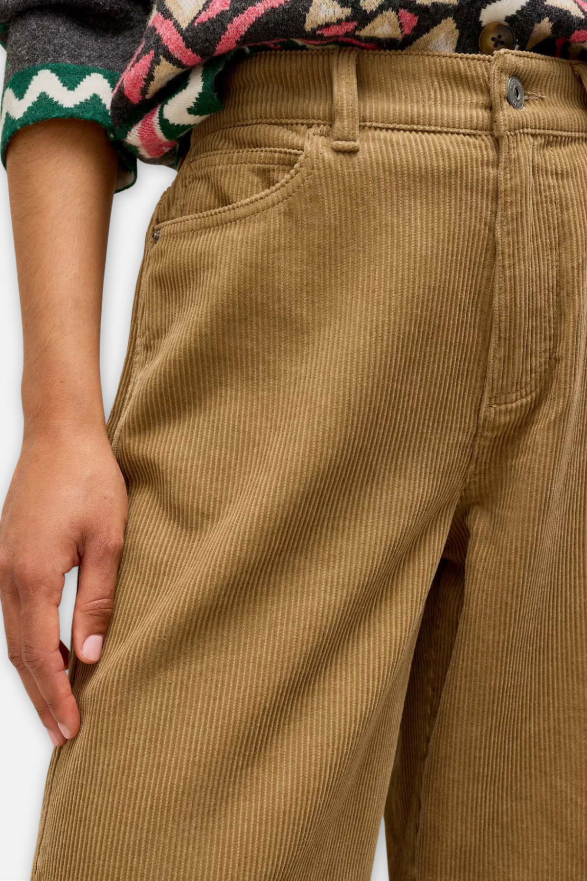 Ayla Corduroy Trouser - Light Green Tan