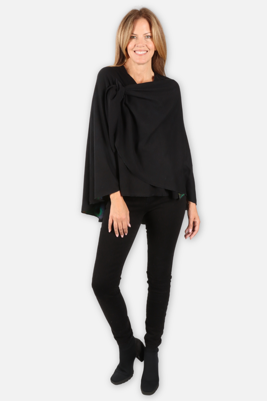Hanna Reversible Wrap - Green Multi & Black