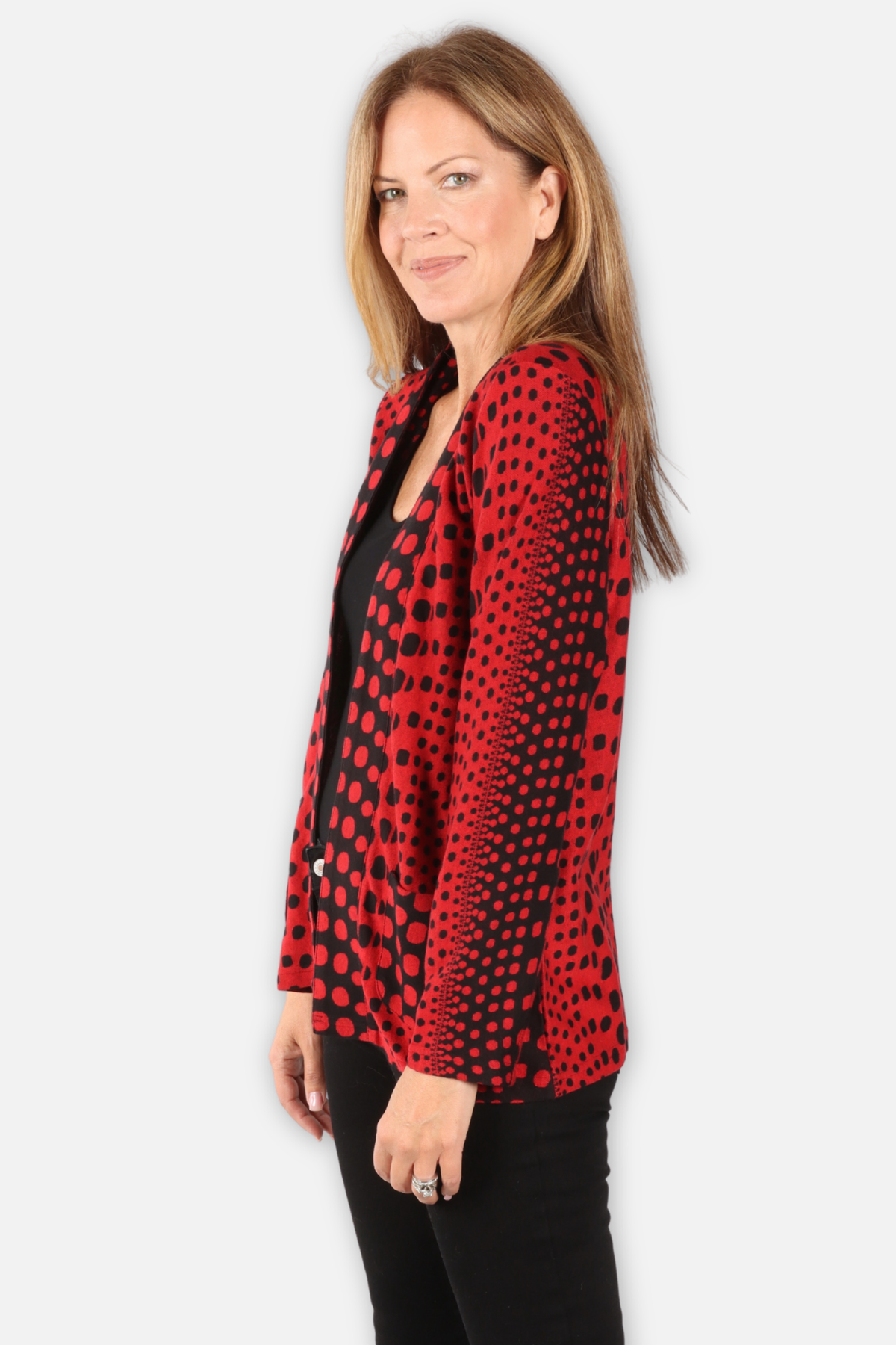 Cindy Open Jacket - Red & Black
