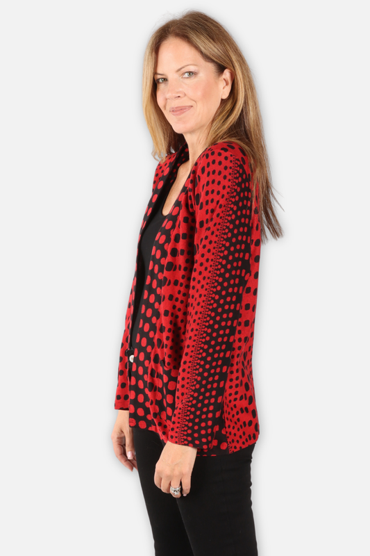 Cindy Open Jacket - Red & Black