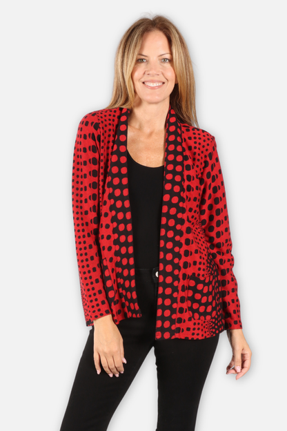 Cindy Open Jacket - Red & Black