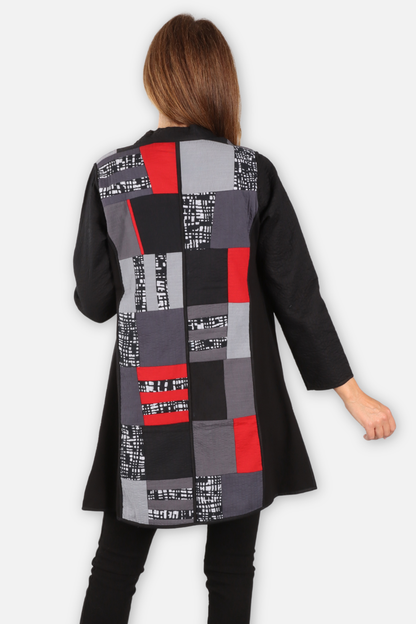 Ella Long Reversible Open Jacket Plus - Black Multi
