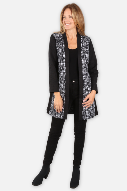 Ella Long Reversible Open Jacket - Black Multi