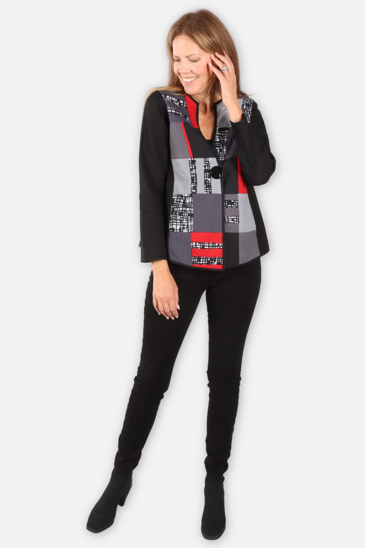 Ella Reversible 1 Button Jacket - Black Multi
