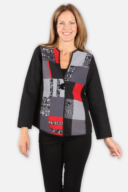 Ella Reversible 1 Button Jacket Plus - Black Multi