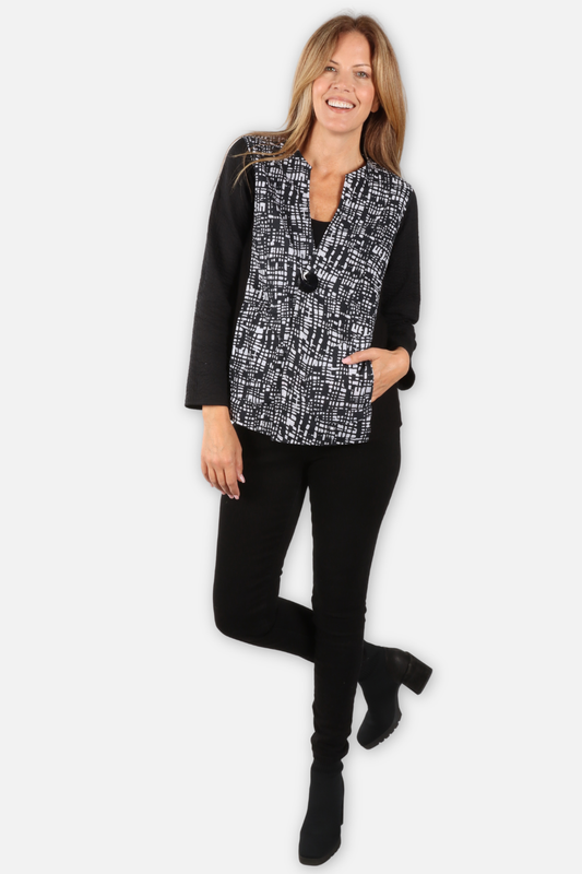 Ella Reversible 1 Button Jacket - Black Multi