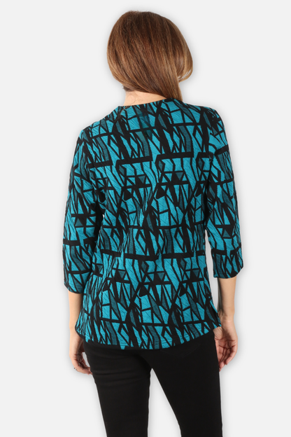 Fatima Top - Teal & Black