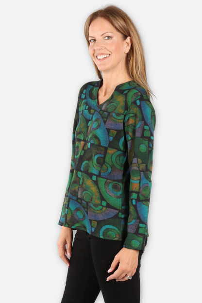 Hanna Reversible Top - Green Multi & Black