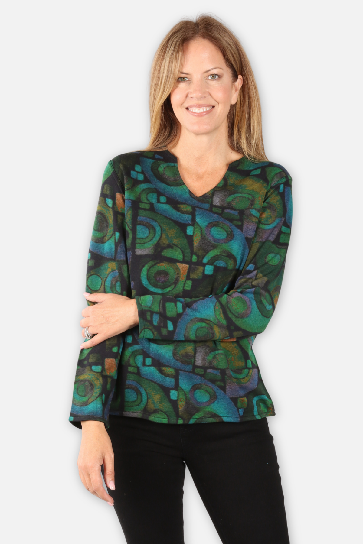 Hanna Reversible Top - Green Multi & Black