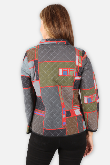 Camryn Quilted Reversible Jacket Plus - Black Multi